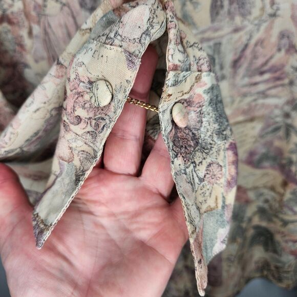 LAURA ASHLEY Vintage Y2K Blouse 100% Wool Size 6 Chain Cuff Links Victorian RARE - Picture 8 of 13